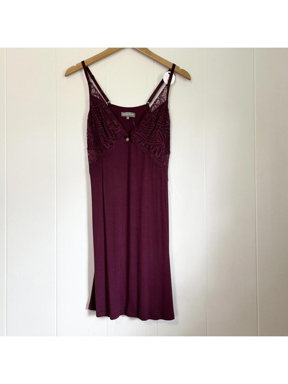 Daisy Fuentes Burgundy Purple Floral Lace Dress Slip Lingerie Women's Large
